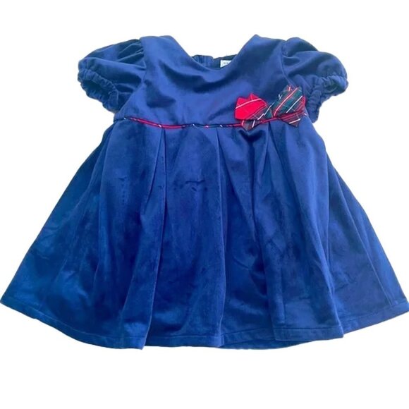 ❤️ 🆕 MAX STUDIO Girls Blue VELOUR Holiday Dress Size 18M - Picture 1 of 4